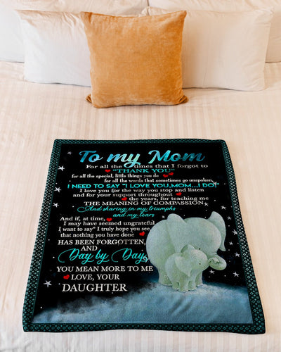 Elephant To My Mom You Are The World To Me - Flannel Blanket - Owls Matrix LTD