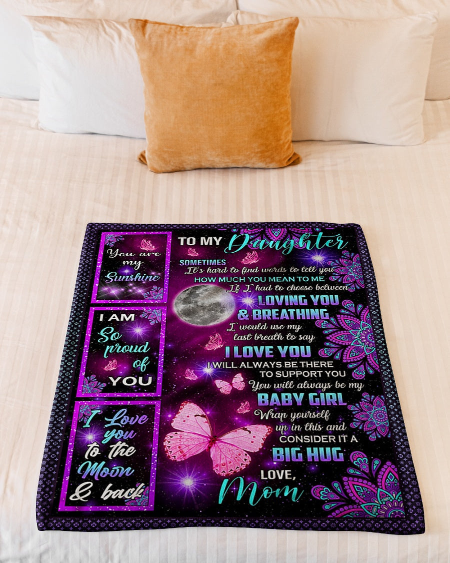 Butterfly I Love You Amazing Gift For Daughter - Flannel Blanket - Owls Matrix LTD
