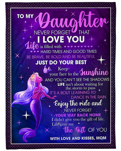 Mermaid Never Forget That I Love U Mom To Daughter - Flannel Blanket - Owls Matrix LTD