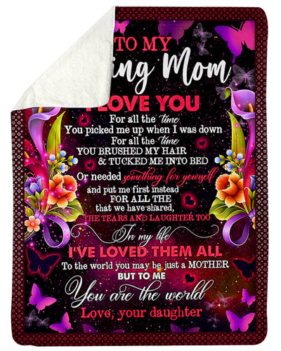 Flower To My Loving Mom I Love You For All The Time - Flannel Blanket - Owls Matrix LTD