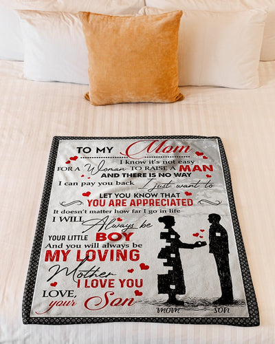 Family I Love You With All My Heart Mother - Flannel Blanket - Owls Matrix LTD