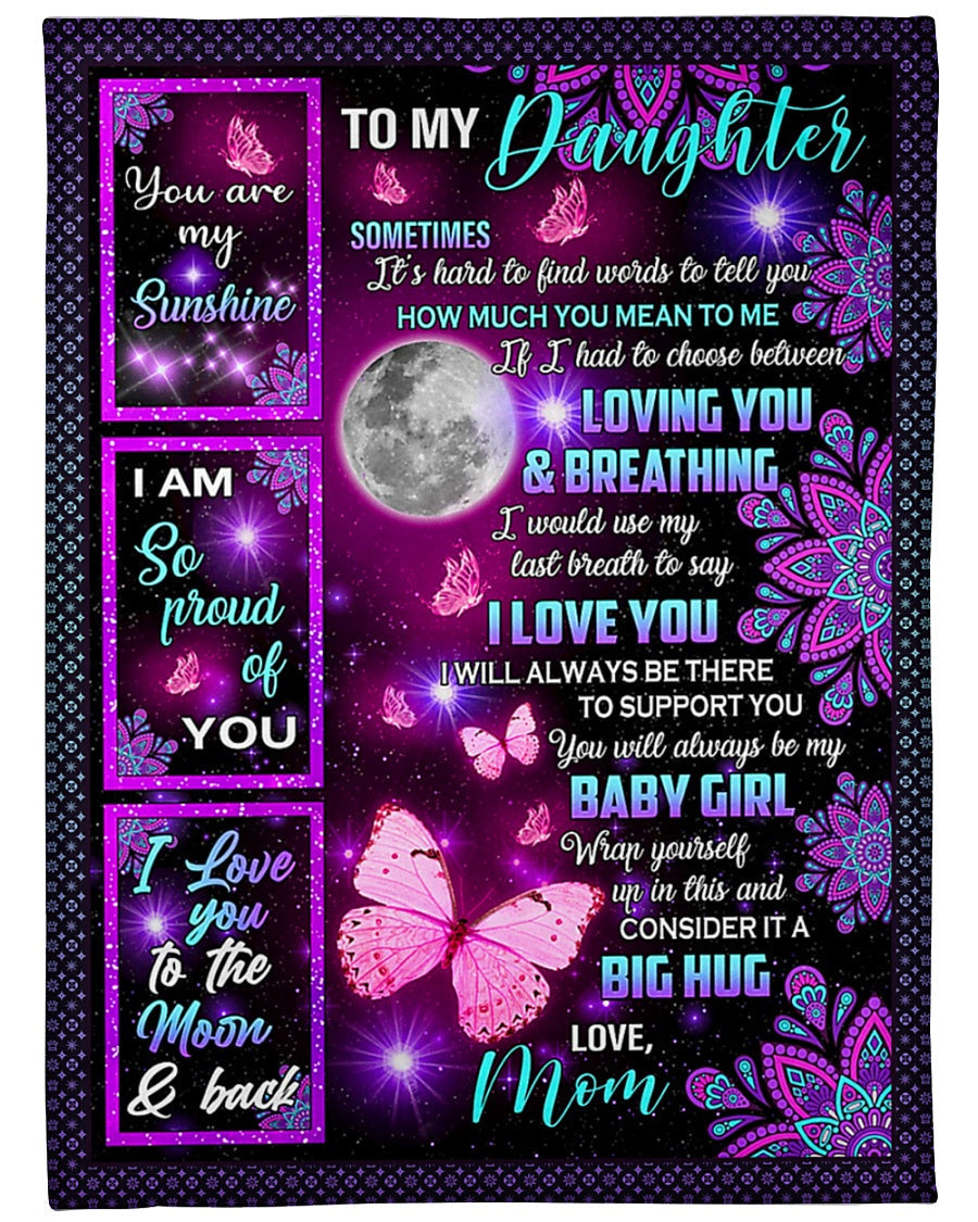 Butterfly I Love You Amazing Gift For Daughter - Flannel Blanket - Owls Matrix LTD