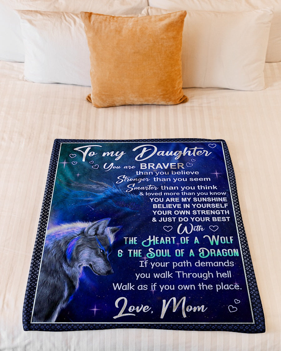 Wolf Believe In Yourself Great Gift For Daughter - Flannel Blanket - Owls Matrix LTD