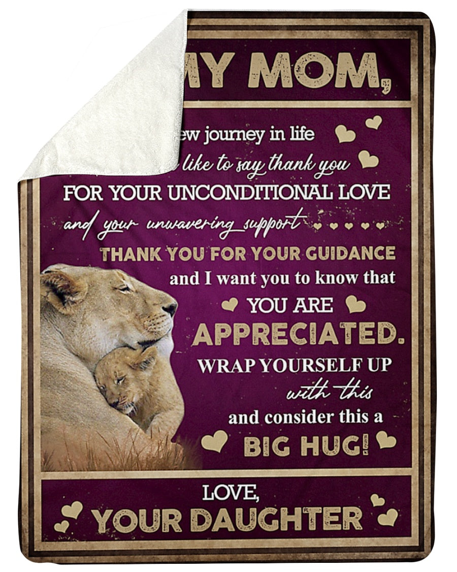 Lion Big Hug From Daughter - Flannel Blanket - Owls Matrix LTD