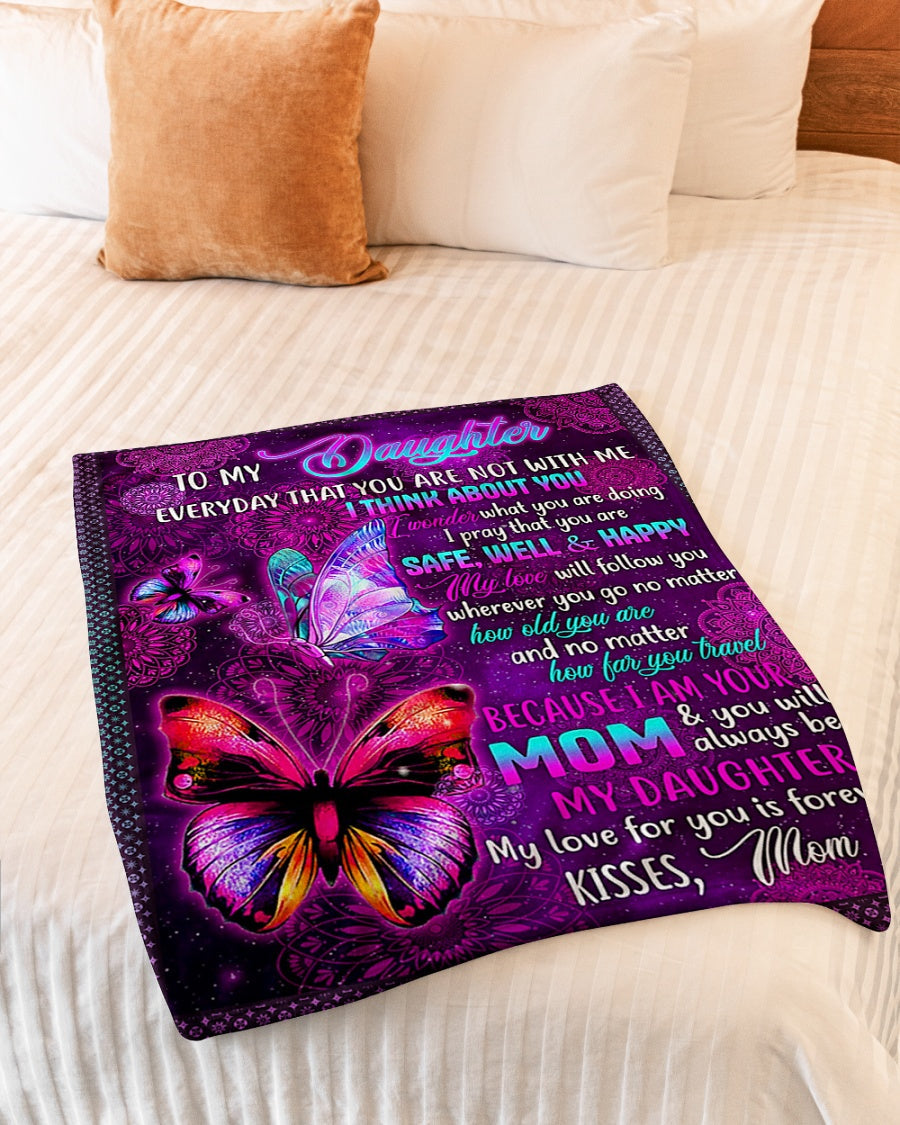 Family Love I Think About You Lovely Gift For Daughter - Flannel Blanket - Owls Matrix LTD