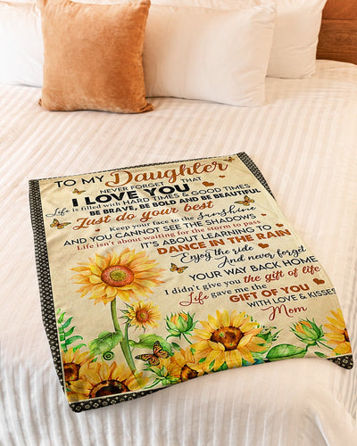 Sunflower I Love You Amazing Gift For Daughter - Flannel Blanket - Owls Matrix LTD