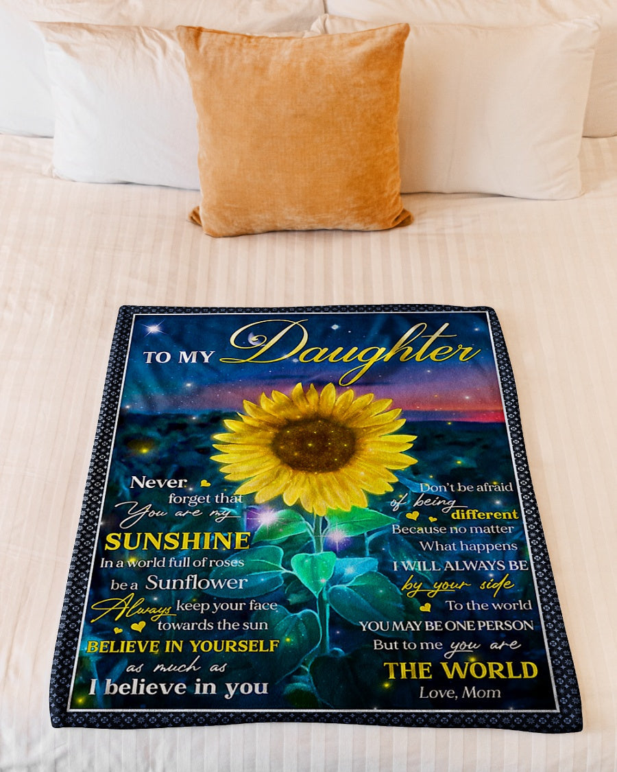 Sunflower Never Forget That U're My Sunshine Mom To Daughter - Flannel Blanket - Owls Matrix LTD
