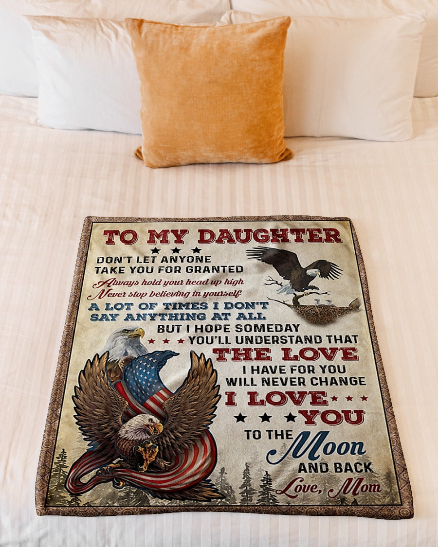 Eagle I Love You Best Gift For Daughter - Flannel Blanket - Owls Matrix LTD