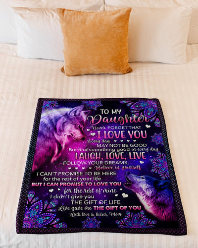 Wolf Never Forget That I Love You Mom To Daughter - Flannel Blanket - Owls Matrix LTD