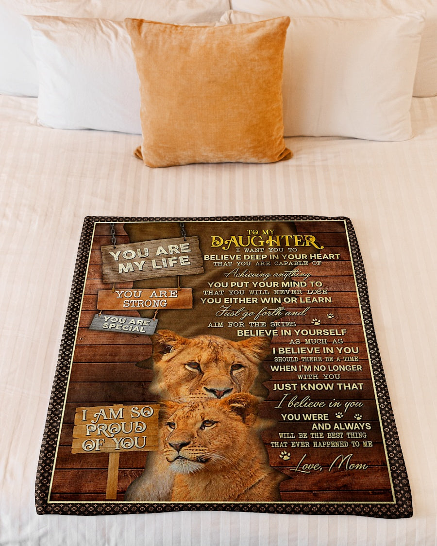 Lion You Are My Life Best Gift For Daughter - Flannel Blanket - Owls Matrix LTD