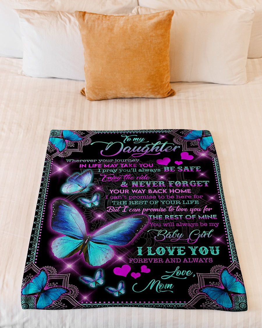 Butterfly I Love You Amazing Gift For Daughter Be Safe - Flannel Blanket - Owls Matrix LTD