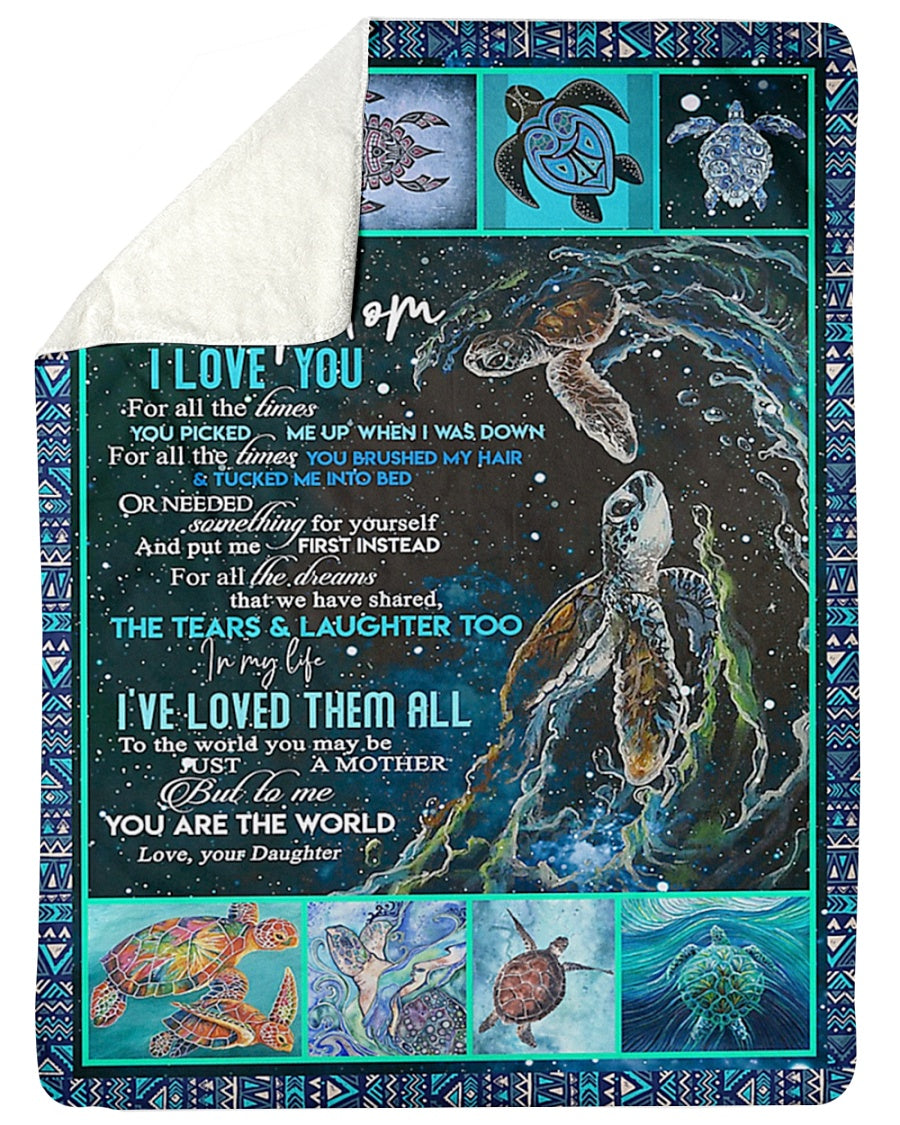Turtle To My Mom Special Love - Flannel Blanket - Owls Matrix LTD