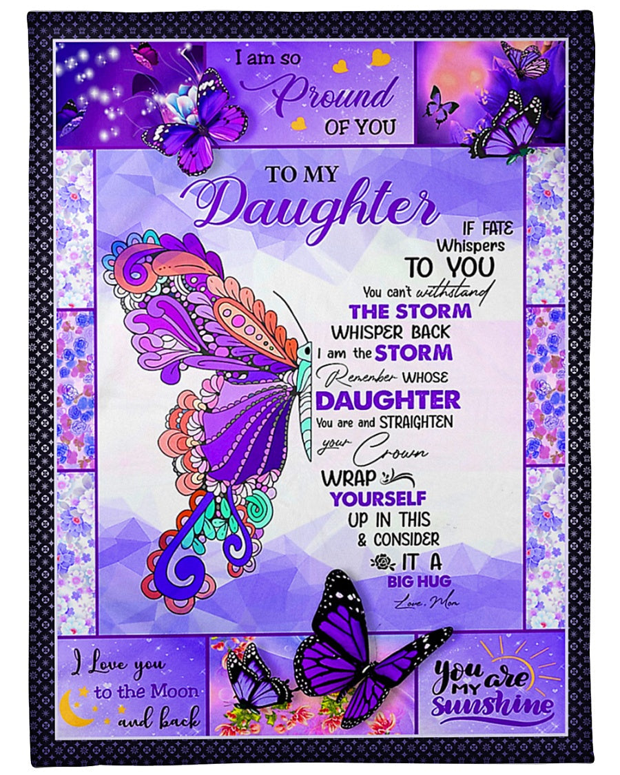 Butterfly If Fate Whispers To You Mom To Daughter - Flannel Blanket - Owls Matrix LTD