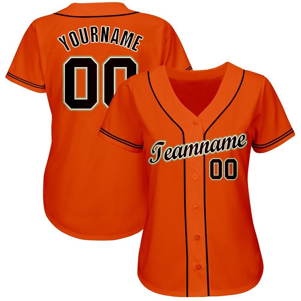Custom Orange Black Cream-Old Gold Baseball Jersey - Owls Matrix LTD
