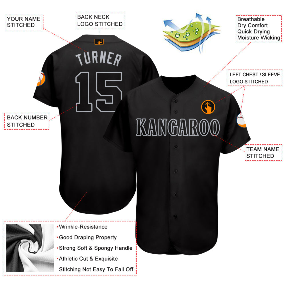 Custom Black Gray Baseball Jersey - Owls Matrix LTD