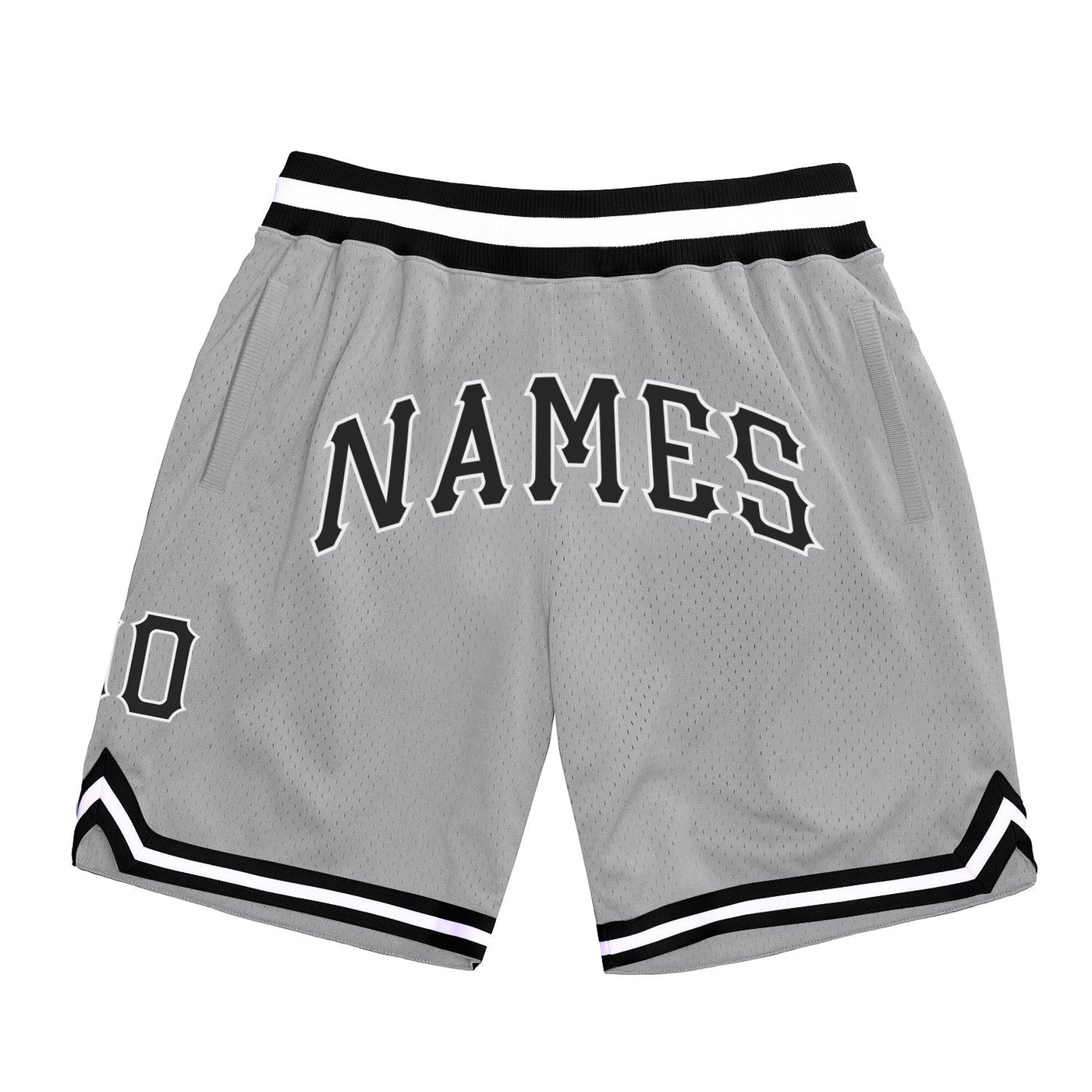 Custom Silver Gray Black-White Authentic Throwback Basketball Shorts