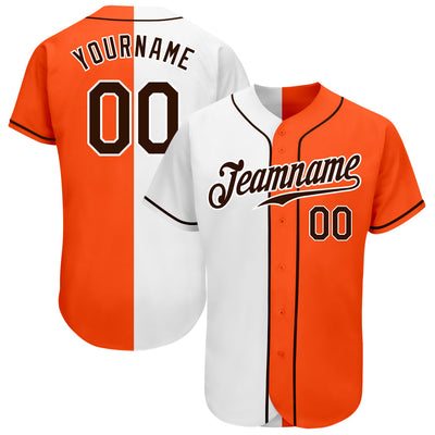Custom Orange Brown-White Authentic Split Fashion Baseball Jersey - Owls Matrix LTD