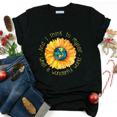 Sunflower Wonderful World MDGB0911017Z Dark Classic T Shirt