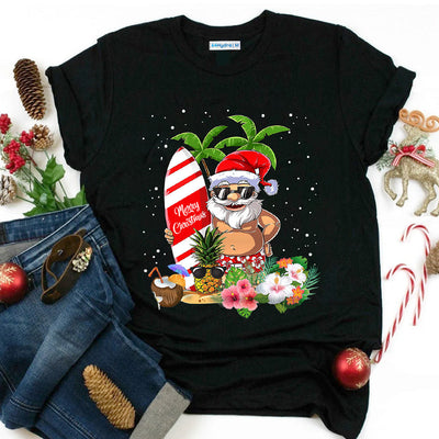 Surfing Christmas Santa HARZ0411068Z Dark Classic T Shirt