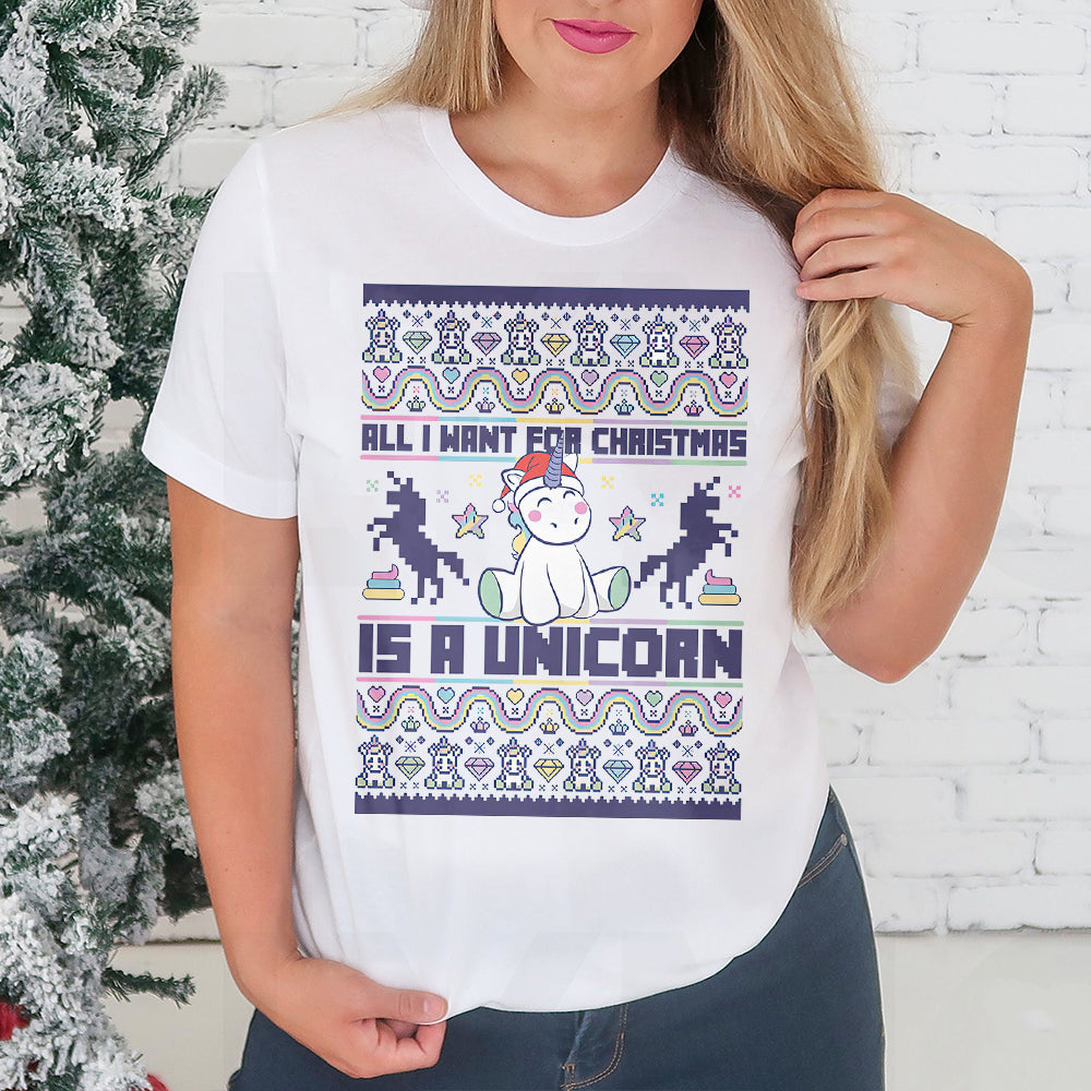 Unicorn All I Want For Christmas THAZ0211021Z Light Classic T Shirt