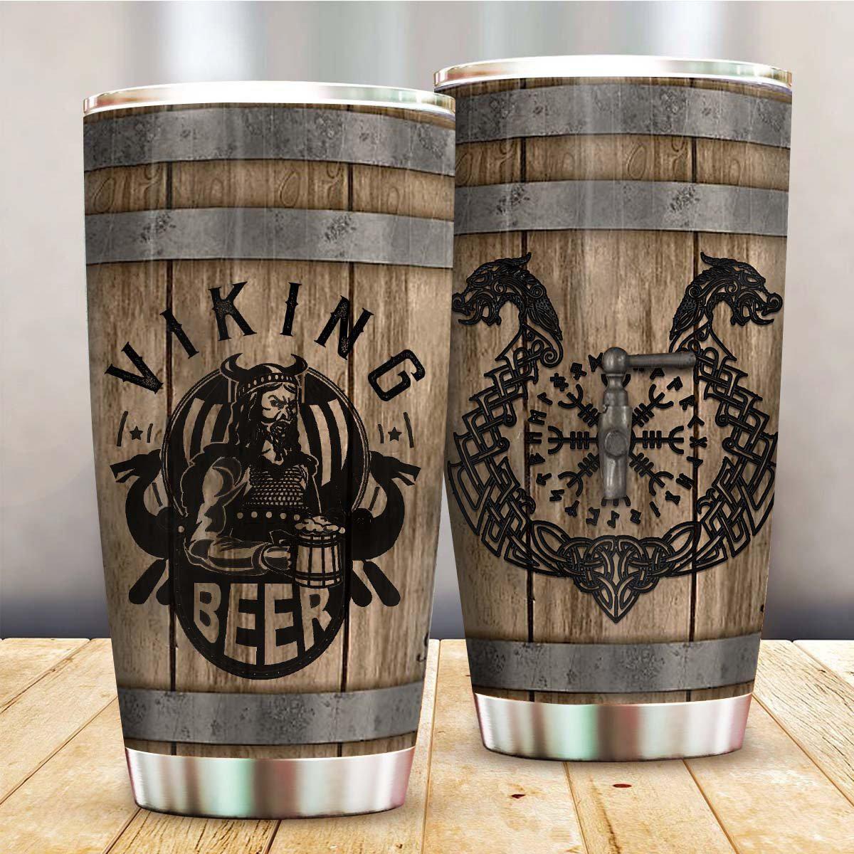 Viking Man Love Beer With Wood - Tumbler - Owls Matrix LTD
