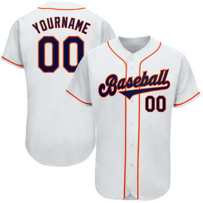 Custom White Navy-Orange Authentic Baseball Jersey - Owls Matrix LTD