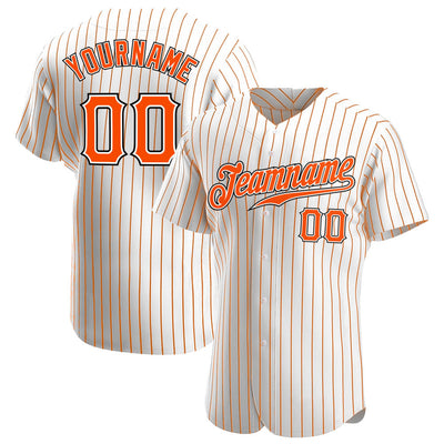 Custom White Orange Pinstripe Orange-Black Authentic Baseball Jersey - Owls Matrix LTD