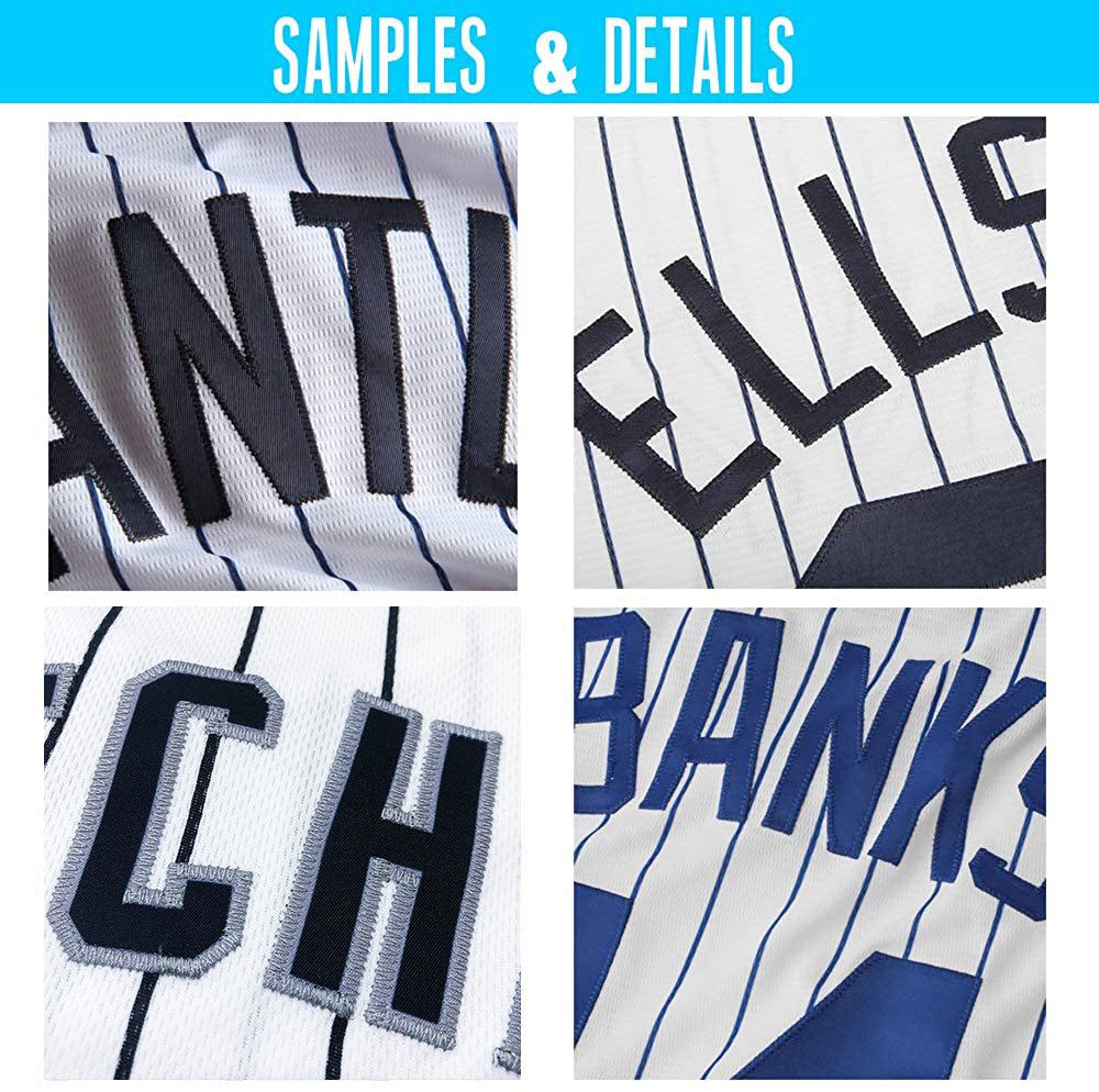 Custom White Light Blue Pinstripe Light Blue-Navy Authentic Baseball Jersey - Owls Matrix LTD