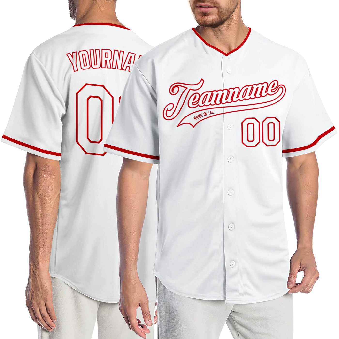 Custom White White-Red Authentic Baseball Jersey - Owls Matrix LTD