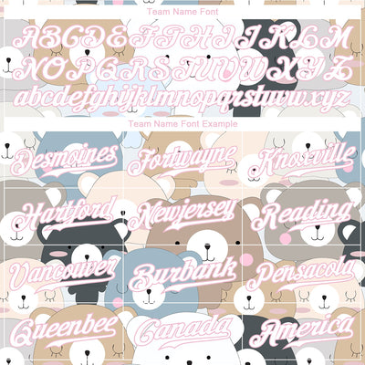 Custom White White-Light Pink 3D Pattern Design Teddy Bears Authentic Baseball Jersey - Owls Matrix LTD