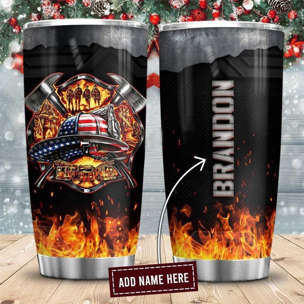 Firefighter With Fire Personalized - Tumbler - Owls Matrix LTD